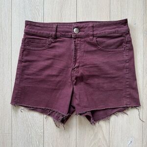 American Eagle High Rise Shortie Super Stretch Shorts in Burgundy Women’s Size 8